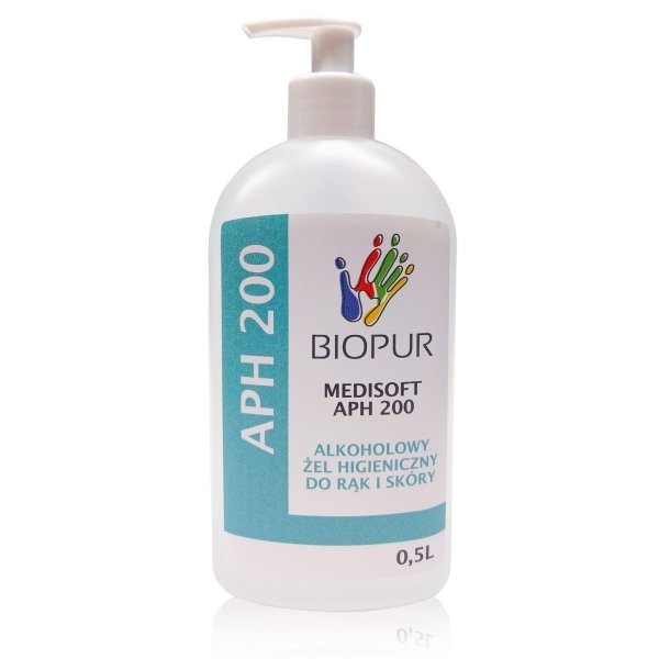 Żel do higienicznej dezynfekcji rąk Biopur Medisoft APH 200 z pompką 500ml