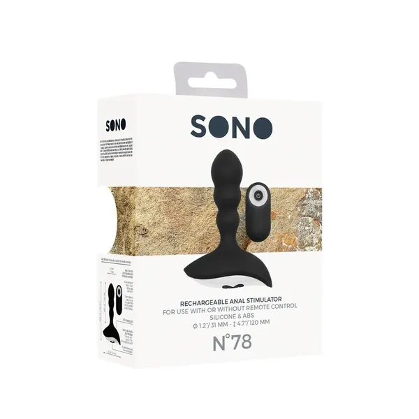 SONO No.78 ładowalny stymulator analny z pilotem, 10 trybow, czarny