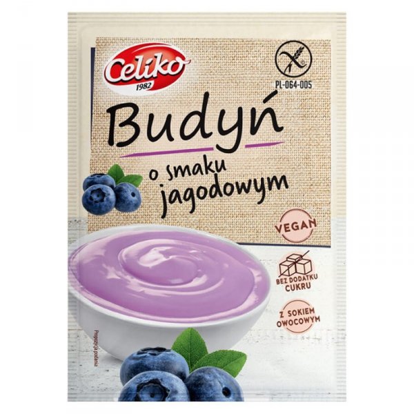 Budyń o smaku jagodowym bez glutenu Celiko, 40g