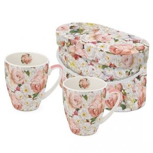 Bukiet Róż Kubki Porcelanowe w Ozdobnym Pudełku 350 ml