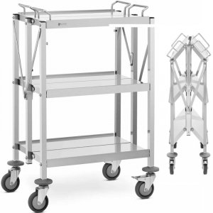 Wózek składany kelnerski cateringowy stal nierdzewna 3 półki do 90kg