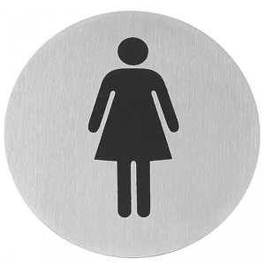 Tabliczka informacyjna samoprzylepna na drzwi WC WOMEN stal nierdzewna śr. 75mm - Hendi 663615