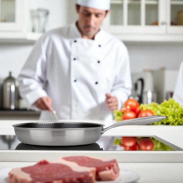 PATELNIA STALOWA 24cm Z POWŁOKĄ PLASTER MIODU E-7547