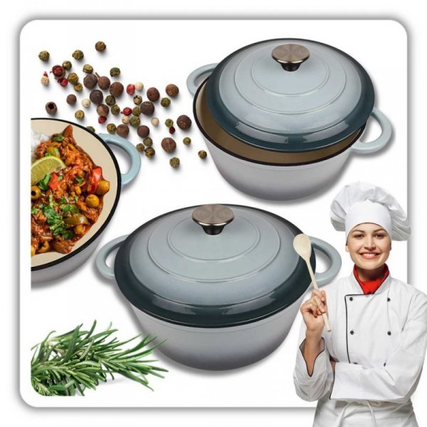 EMALIOWANY GARNEK ŻELIWNY 22cm 3L HAGE SEA SALT