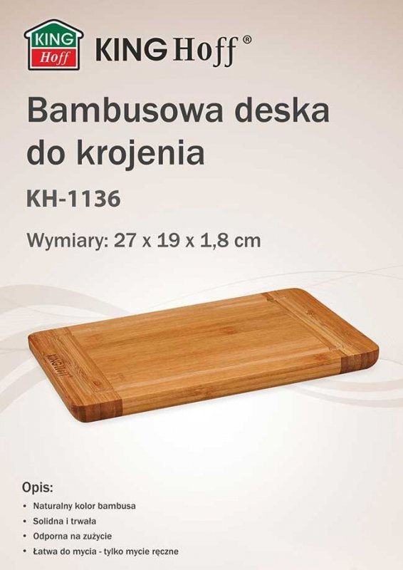 BAMBUSOWA DESKA KUCHENNA 27x19cm KINGHOFF KH-1136
