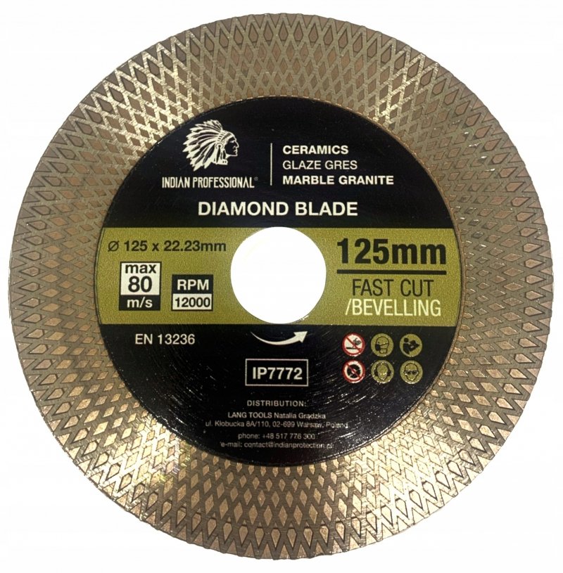 Tarcza diamentowa do cięcia gresu 125mmx22,23mm Fast Cut INDIAN PRO.