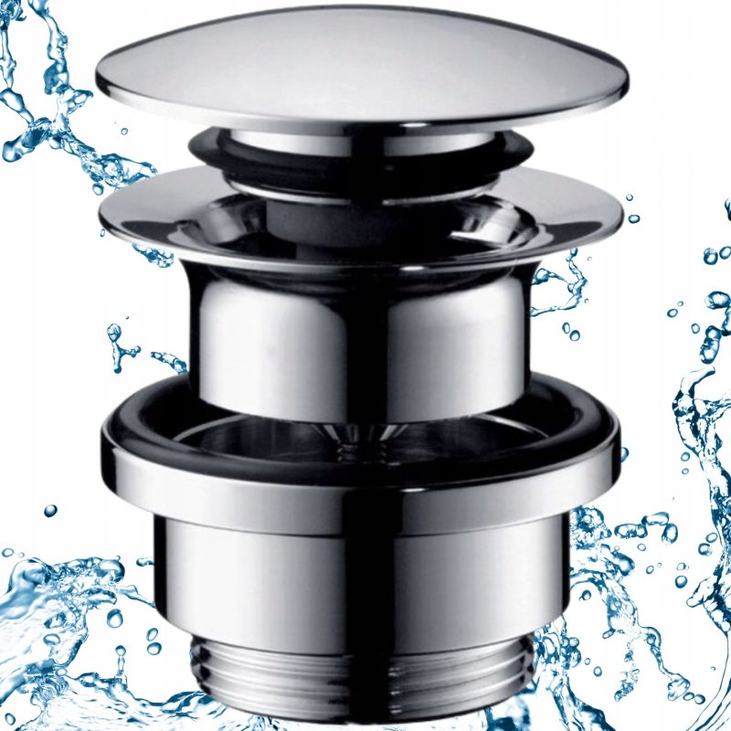 Korek Klik-Klak Hansgrohe okrągły srebrny z przelewem – Elegancki Design
