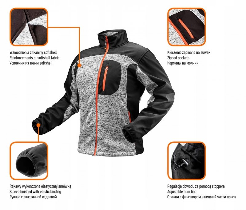 NEO 81-555-S Bluza wzmacniana tkaniną softshell, S