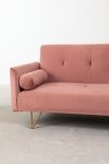 3-osobowa sofa do salonu rozkładana z funkcją spania z aksamitu kolor peonii na metalowych nóżkach