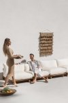 Czteroosobowa sofa Galia ogrodowa rozkładana krem/antracyt z poduchami