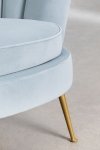 Nowoczesna sofa Keiko do salonu lub poczekalni w stylu glamour-złote nogi niebieska