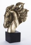 Figurka dekoracyjna dwóch końskich głów złota na czarnym cokole