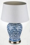 Stylowa lampa niebiesko biała z abażurem