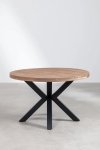 Okrągły stół do jadalni lub salonu z drewna akacjowego na krzyżaku