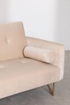 3-osobowa sofa do salonu rozkładana z funkcją spania z  aksamitu na metalowych nóżkach krem beż