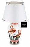 Oryginalna ceramiczna lampa z abażurem i motywem flaminga