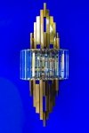 Kinkiet złoty metalowy Great Tower lampa ścienna metalowo-kryształowa złota
