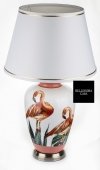 Oryginalna ceramiczna lampa z abażurem i motywem flaminga