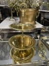 Patera dwa poziomy złota z metalu z kółkiem etażerka na ciasto - wesela, chrzciny, komunie - Candy Bar
