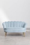 Nowoczesna sofa Keiko do salonu lub poczekalni w stylu glamour-złote nogi niebieska