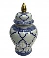 Waza dekoracyjna 37 cm z chińskiej ceramiki wazon ręcznie malowany ceramiczny szaro granatowy
