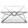 Stolik kawowy kwadratowy szklany blat glamour do salonu Diamanto Srebrny 100 cm