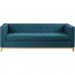 Nowoczesna niebieska rozkładana sofa Nella trzyosobowa z funkcją spania