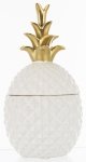 Dekoracja do salonu figurka ananasa biała ze złotą pokrywką