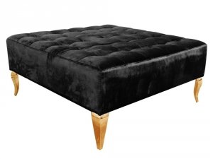 Piękna duża kwadratowa pufa na złotych nóżkach