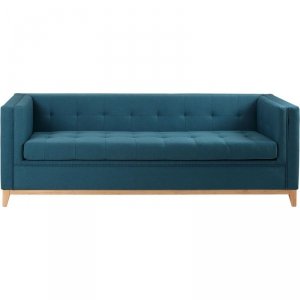 Nowoczesna niebieska rozkładana sofa Nella trzyosobowa z funkcją spania
