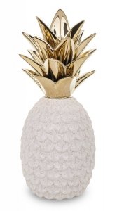 Dekoracja Ananas biało złoty 30x13x13