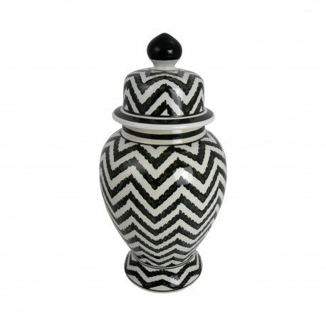 Ceramiczna waza amfora biało czarna Black Chevron S 32 cm