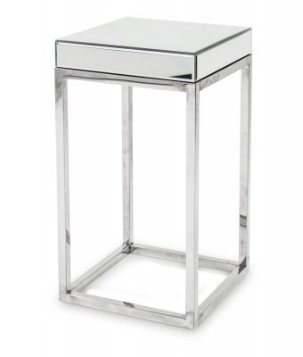 Stolik metalowo-szklany srebrny