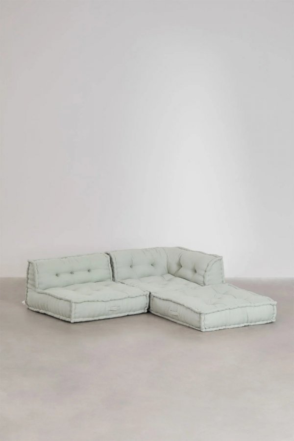 Bawełniana sofa modułowa 3 częściowa do salonu boho Daisy kolory mus celadonowy
