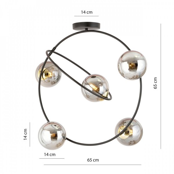 Moderne Gallactico 5 GRAFIT lampa sufitowa z kloszami kule do salonu