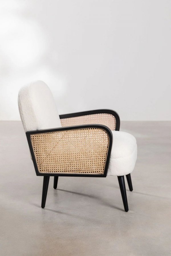 Fotel do salonu szenilowy biały Tycon z drewna brzozowego