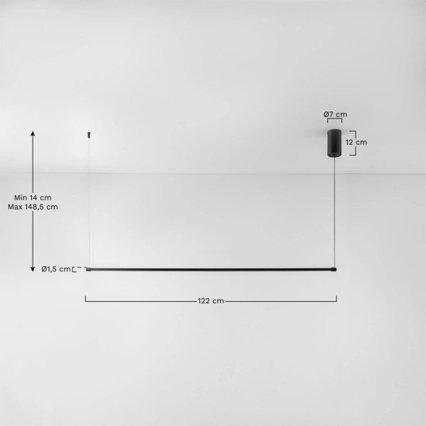 liniowa lampa SKLUM sufitowa LED Bergene 122 cm – biała, minimalistyczna, z regulowanym zawieszeniem – Bellissima Casa