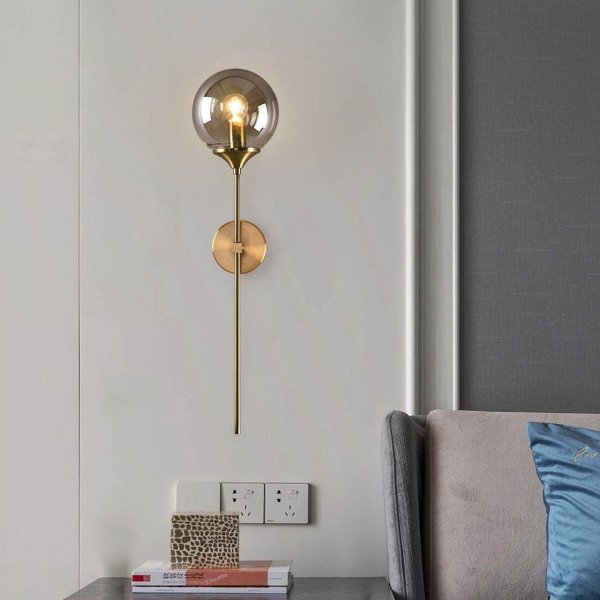 Lampa ścienna kinkiet na ścianę Royal Scepter z metalu i szkła do sypialni, salonu lub przedpokoju