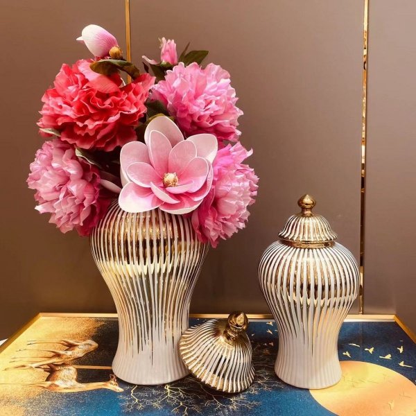 Pozłacany wazon na kwiaty ceramiczny złota waza z chińskiej porcelany na stół do salonu