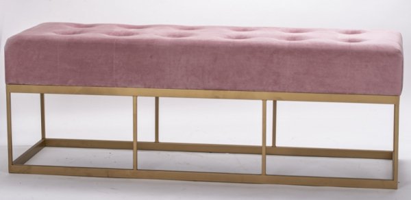 Długa ławka siedzisko na stelażu tapicerowane różowe