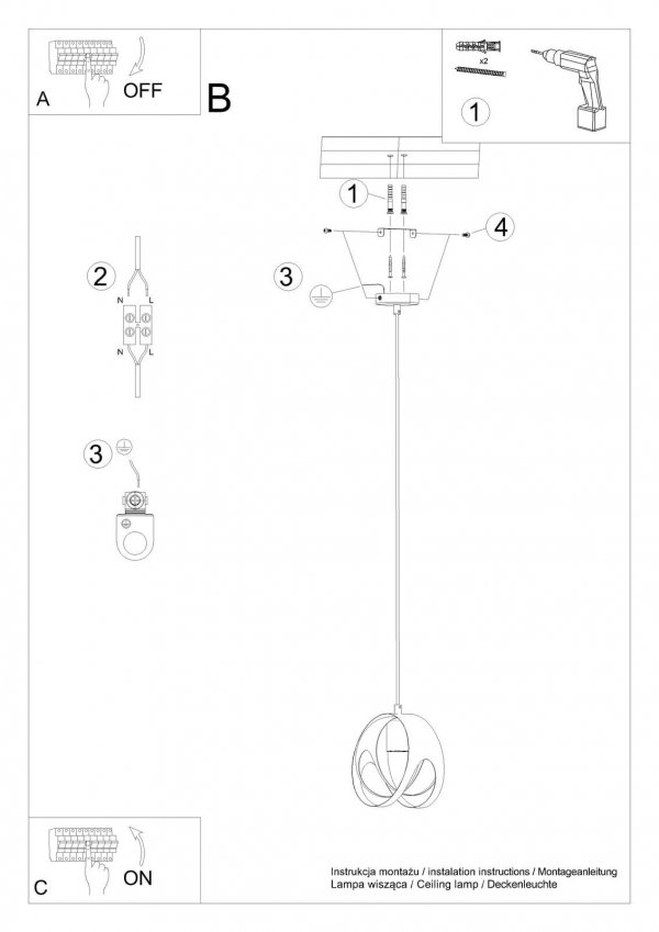 Pojedyncza lampa wisząca spot czarny Toulouse