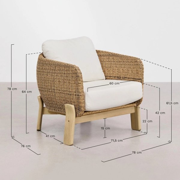 Zestaw mebli na taras ogrodowy Leilan akacjowa sofa, stolik i dwa fotele