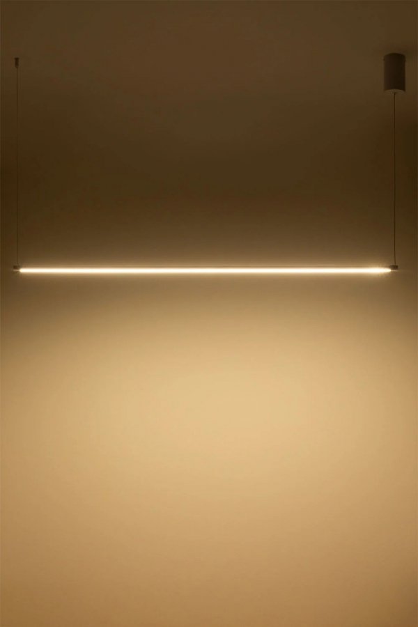 liniowa lampa SKLUM sufitowa LED Bergene 122 cm – biała, minimalistyczna, z regulowanym zawieszeniem – Bellissima Casa