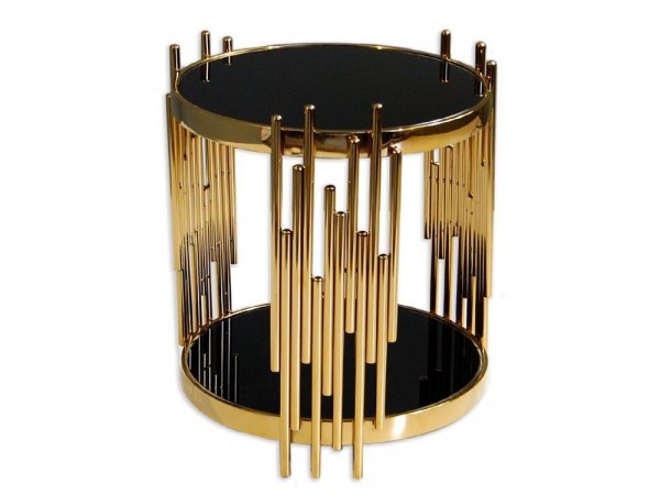 Stolik złoto czarny Art Deco rurki dwa blaty