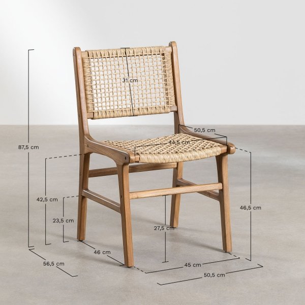 Krzesło Malmo z drewna tekowego z syntetycznym siedziskiem – idealne do jadalni w stylu skandynawskim i rustykalnym Sklum