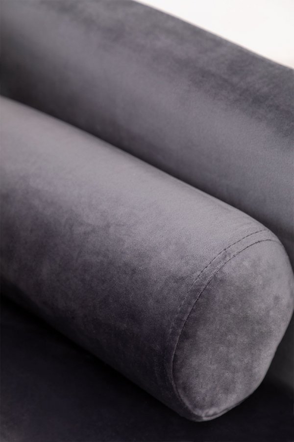 3-osobowa sofa do salonu rozkładana z funkcją spania z aksamitu kolor grafitowy na metalowych nóżkach