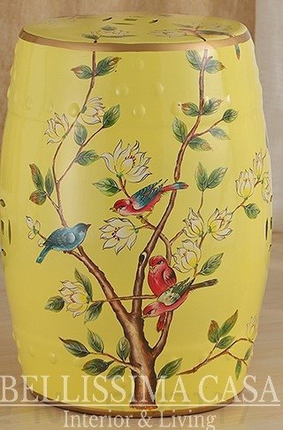 Stołek ceramiczny taboret w orientalnym stylu - Wielobarwny stolik pomocniczy do Twojego salonu