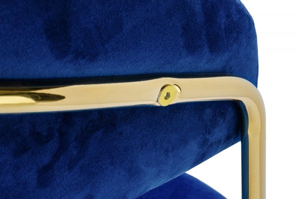 Krzesło ciemny niebieski - welur, podstawa złota