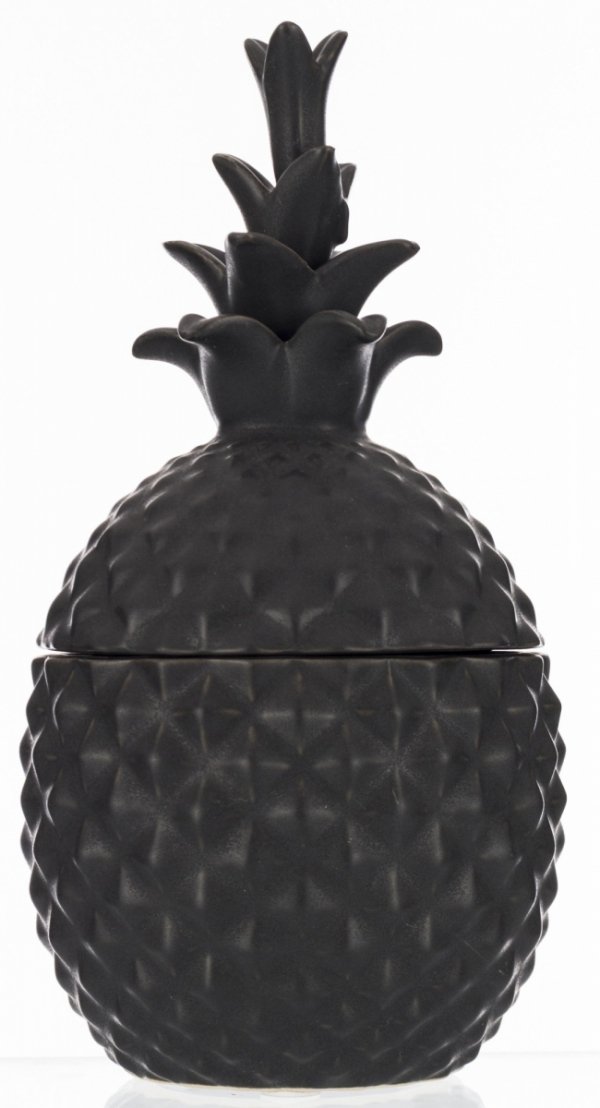 Dekoracyjna figurka Ananas z pokrywką w kolorze czarnym matowym