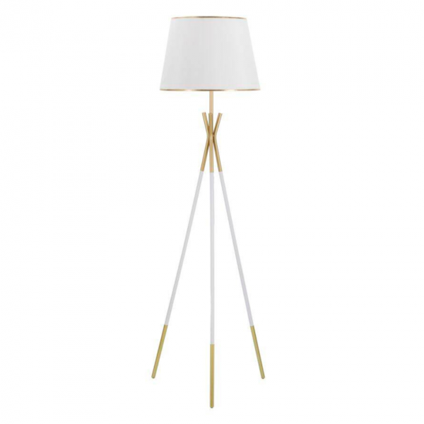 Lampa stojąca-podłogowa Mauro złota z białym abażurem
